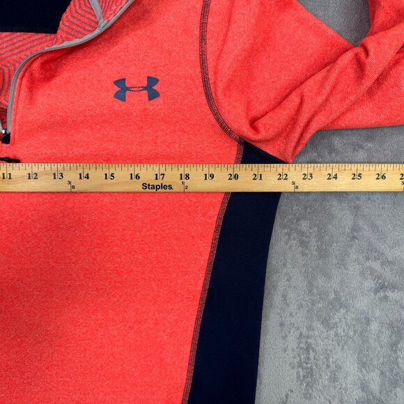 Under Armour 1/4 Zip Fleece Mens M Salmon Orange Coldgear Infrared Pullover - Picture 10 of 12